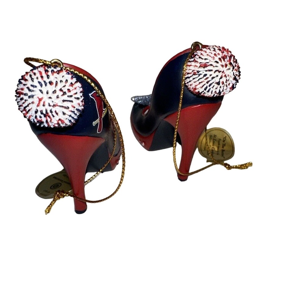Bradford Exchange St. Louis Cardinals Shoe Ornament High Heel Baseball Pom Pom - Picture 10 of 10